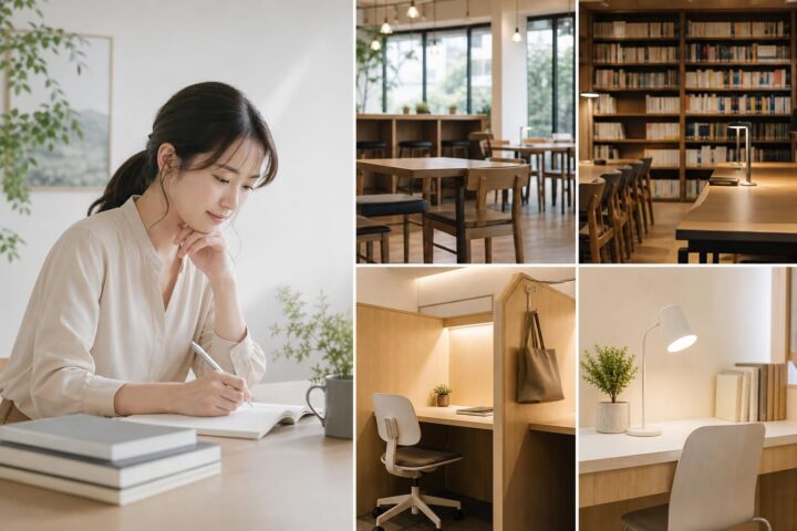 社会人が仕事帰りに勉強場所を選ぶなら？自宅・カフェ・図書館・自習室を比較して、続けやすい環境を見つける方法